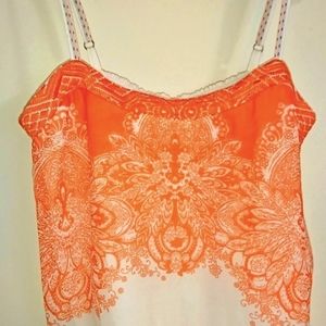 Anthropologie One September Embroidered Floral Geometric Tank Top Medium EUC